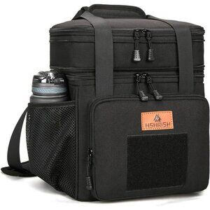 Large insulated tactical lunch bag cooler with shoulder strap for work and trave